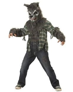 Kids Howling At The Moon Gray Wolf Costume