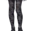 Metallic Silver Spider Web Tights