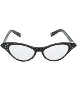 '50s Black Rhinestone Cat Eye Glasses