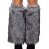 Grey Faux Fur Leg Warmers