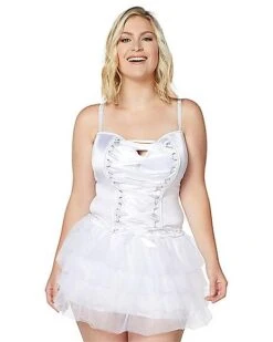 Front Lace-Up Corset - White -Christmas Central 01394600 a