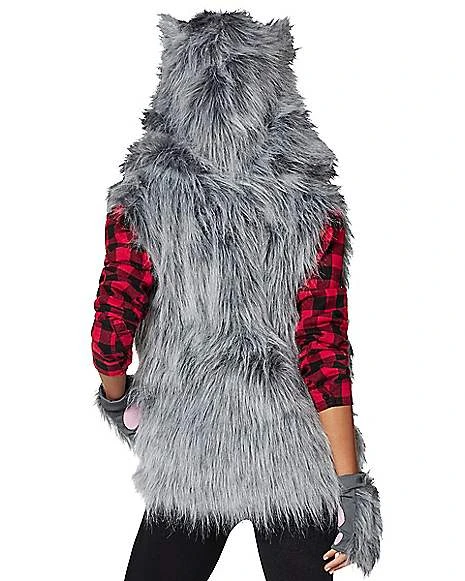 Adult Faux Fur Wolf Vest 2 Adult Faux Fur Wolf Vest - Image 2