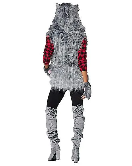 Adult Faux Fur Wolf Vest 4 Adult Faux Fur Wolf Vest - Image 4