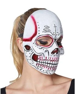 Red Sugar Skull Half Mask -Christmas Central 01404052 b