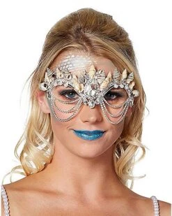 Mermaid Shell Diamond Eye Half Mask