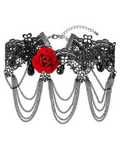 Day Of The Dead Rose Lace Choker Necklace -Christmas Central 01433416 c