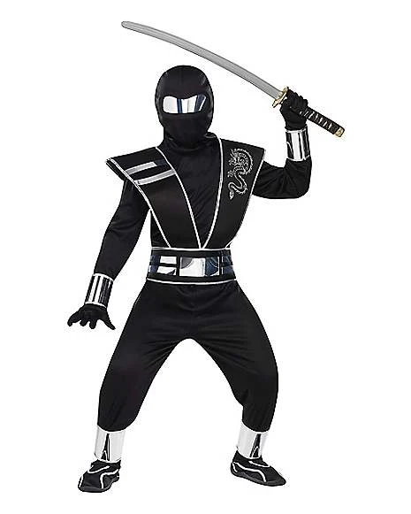 Kids Silver Mirror Ninja Costume 1 Kids Silver Mirror Ninja Costume