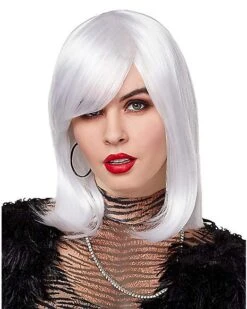 Side Bang White Pageboy Wig