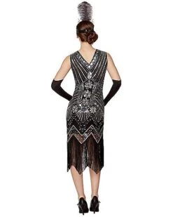 Adult Black Beaded Flapper Dress -Christmas Central 01470350 c