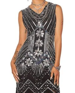 Adult Black Beaded Flapper Dress -Christmas Central 01470350 d