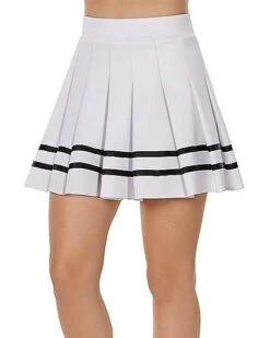 White Striped Pleated Cheerleader Skirt