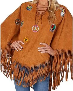 Adult Free Spirit Poncho Hippie Costume -Christmas Central 01550698 c