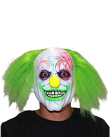 Neon Green Hair Clown Full Mask 1 Neon Green Hair Clown Full Mask