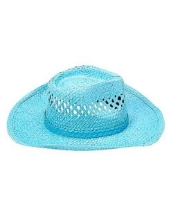 Blue Straw Cowboy Hat -Christmas Central 01573013 f