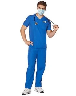 Adult Blue Medical Scrubs Costume -Christmas Central 07574312 c