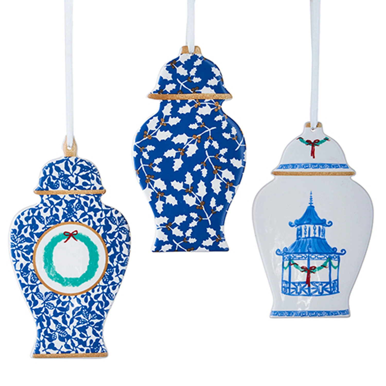 Raz 6" Set Of 3 Delft Ginger Jar Cut Out Christmas Ornament 4210273 2 Raz 6" Set Of 3 Delft Ginger Jar Cut Out Christmas Ornament 4210273 - Image 2