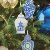 Raz 6" Set Of 3 Delft Ginger Jar Cut Out Christmas Ornament 4210273