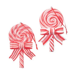 Raz 4.75" Set Of 2 Peppermint Lollipop Christmas Ornament 4214116