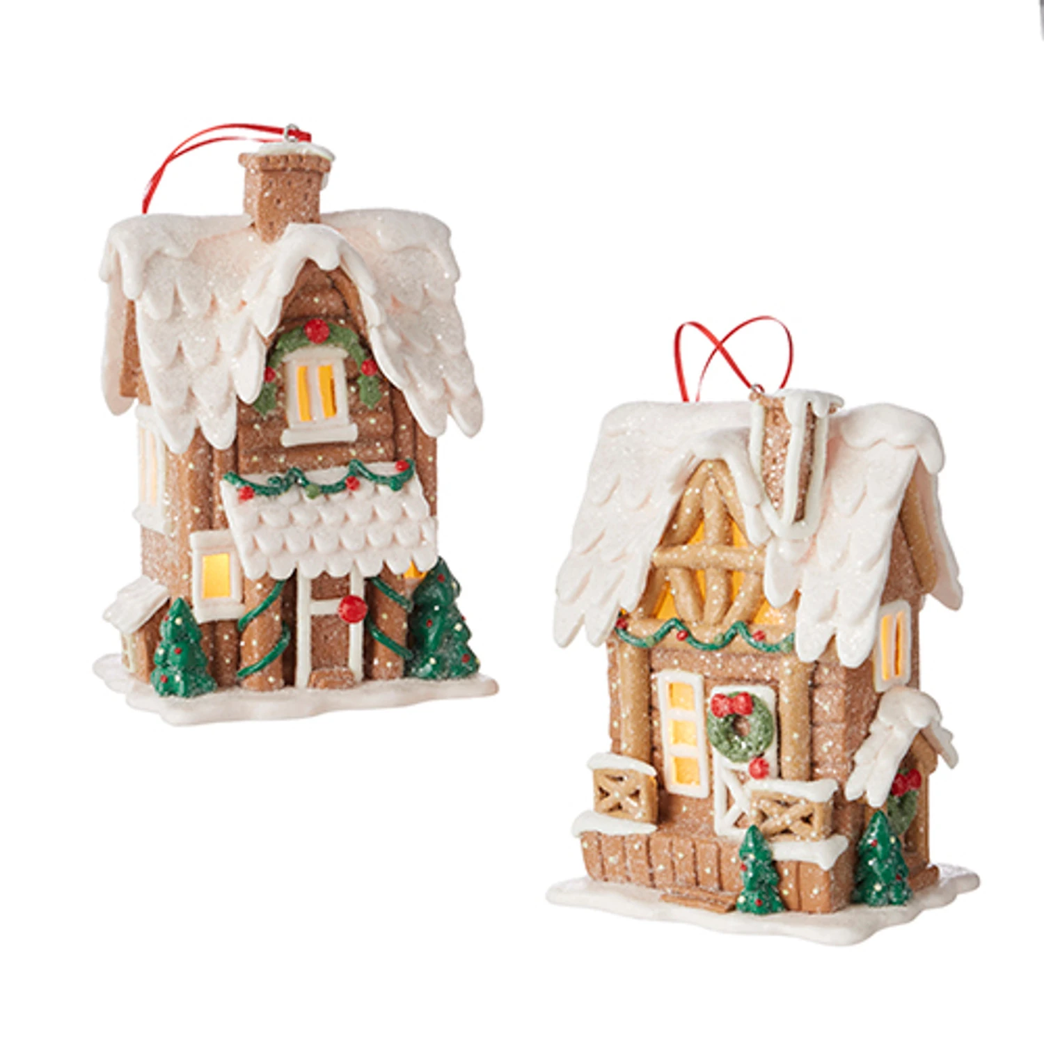 Raz 6.5" Lighted Gingerbread Pretzel House Christmas Ornament 4216269 2 Raz 6.5" Lighted Gingerbread Pretzel House Christmas Ornament 4216269 - Image 2