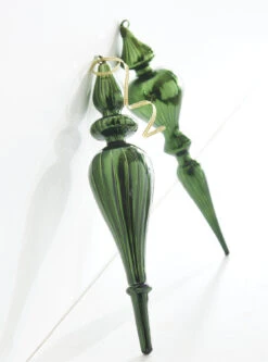 Raz 11.75" Large Green Finial Glass Christmas Ornament 4222831