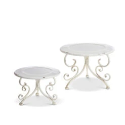 Raz Set Of 2 White Distressed Metal Risers Stands 4228915 3 Raz Set Of 2 White Distressed Metal Risers Stands 4228915 -Christmas Central 4228915 71037.1680720975