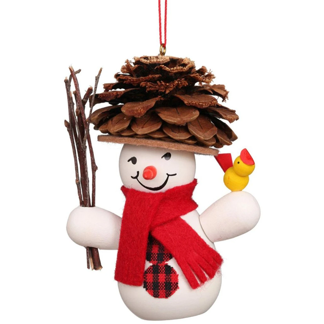 Snowman With Pinecone Hat Ornament 1 Snowman With Pinecone Hat Ornament