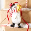 Raz 4.5" Snowman With Broom Glass Christmas Ornament 4319000