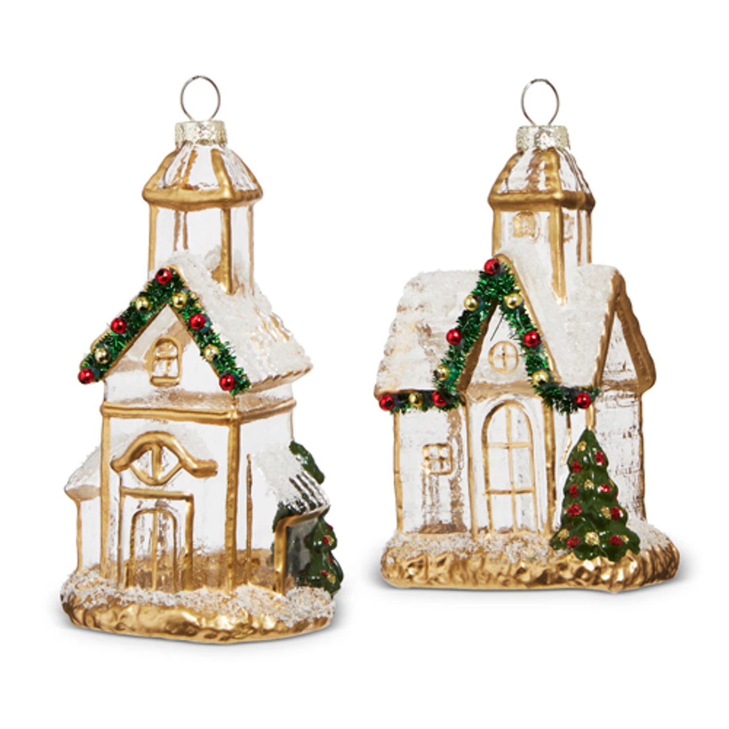 Raz 5" Gold And Clear Church Glass Christmas Ornament 4324586 2 Raz 5" Gold And Clear Church Glass Christmas Ornament 4324586 - Image 2