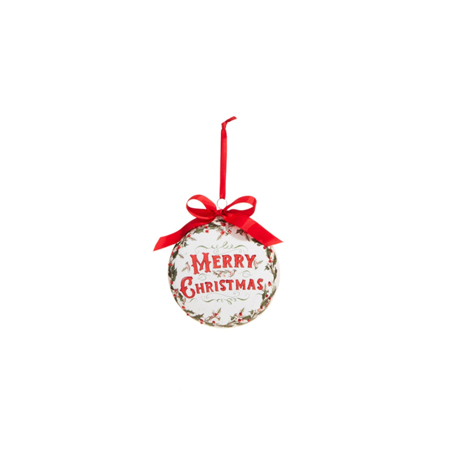 Raz 5" Holiday Greetings Disc Glass Christmas Ornament 4324605 3 Raz 5" Holiday Greetings Disc Glass Christmas Ornament 4324605 - Image 3
