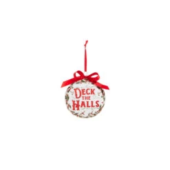 Raz 5" Holiday Greetings Disc Glass Christmas Ornament 4324605 7 Raz 5" Holiday Greetings Disc Glass Christmas Ornament 4324605 -Christmas Central 4324605b 38626.1684954725