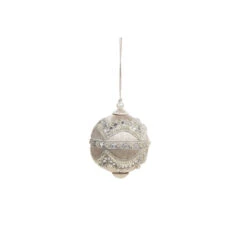 Raz 4" Silver Or Ivory Jewel And Wrapped Thread Ball Christmas Ornament 4327325 -Christmas Central 4327325a 84065.1685026683