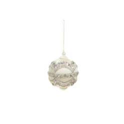 Raz 4" Silver Or Ivory Jewel And Wrapped Thread Ball Christmas Ornament 4327325 -Christmas Central 4327325b 40051.1685026686