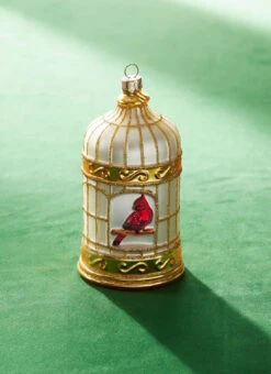 Raz 5.25" Cardinal In Birdcage Glass Christmas Ornament 4352858