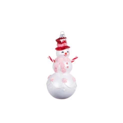 Raz 6.25" Peppermint Snowman Glass Christmas Ornament 4352876 -Christmas Central 4352876a 15836.1685475138