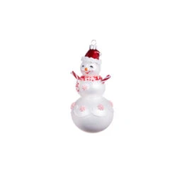 Raz 6.25" Peppermint Snowman Glass Christmas Ornament 4352876 -Christmas Central 4352876b 54402.1685475141