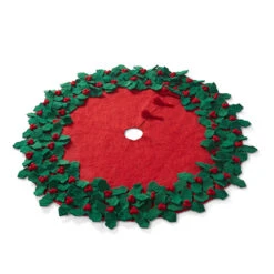 Raz 34" Holly Tree Christmas Tree Skirt 4371825