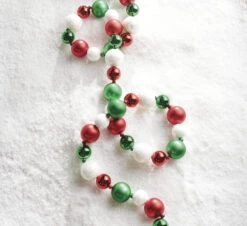 Raz 6' Red, Green, And White Ball Ornament Christmas Garland G4206802