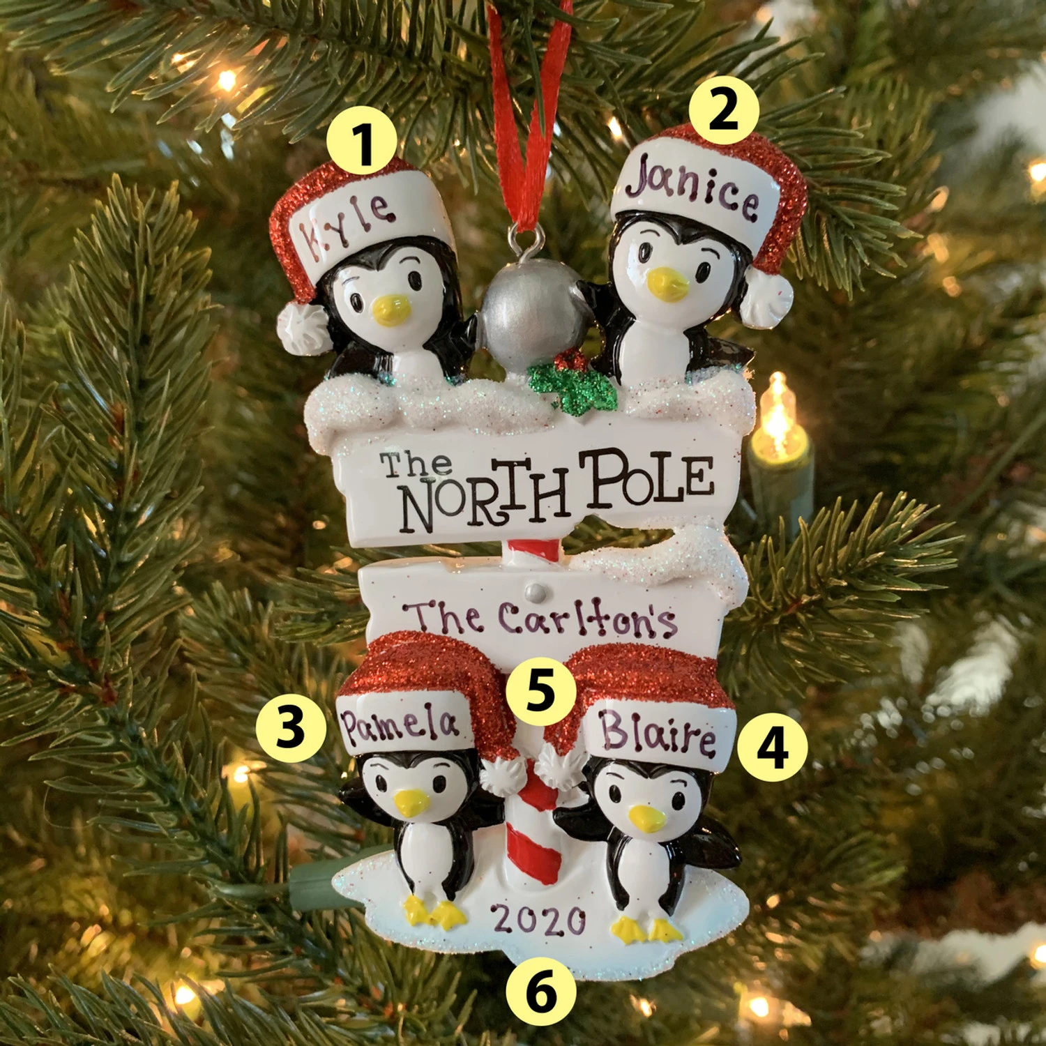 Penguin Family Of 4 At The North Pole Personalized Christmas Ornament OR1739-4 1 Penguin Family Of 4 At The North Pole Personalized Christmas Ornament OR1739-4