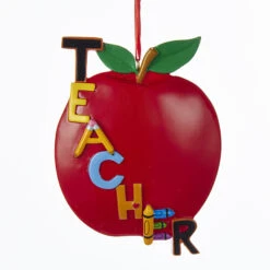 Kurt Adler 5" Teacher's Apple Personalized Christmas Ornament C6559 -Christmas Central api3mzrmd 68196.1646091889