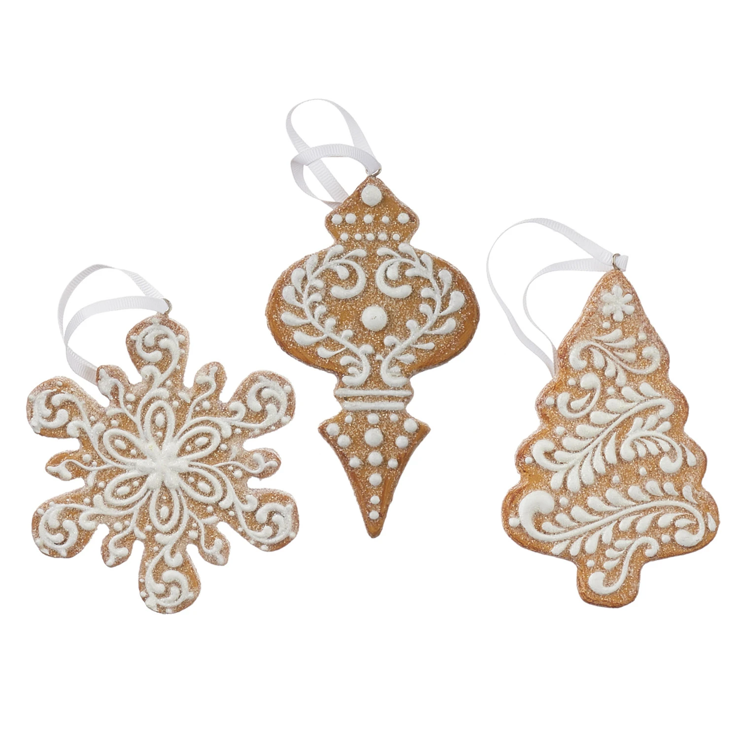 Raz Set Of 3 White Icing Gingerbread Cookies Christmas Ornaments 4110246 2 Raz Set Of 3 White Icing Gingerbread Cookies Christmas Ornaments 4110246 - Image 2