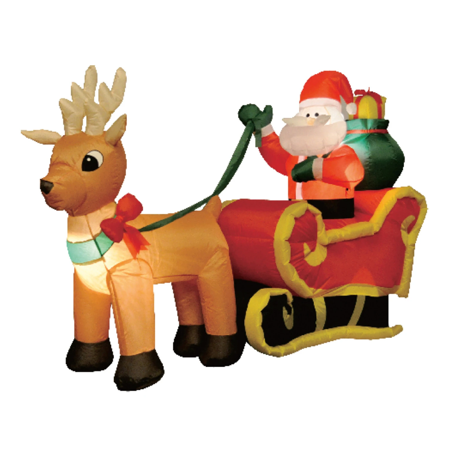 Brite Star 6' Santa In Sleigh With Reindeer Outdoor Christmas Inflatable Yard Decoration 49-030-00 1 Brite Star 6' Santa In Sleigh With Reindeer Outdoor Christmas Inflatable Yard Decoration 49-030-00