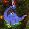 Blue Long Neck Dinosaur Personalized Christmas Ornament OR816-B