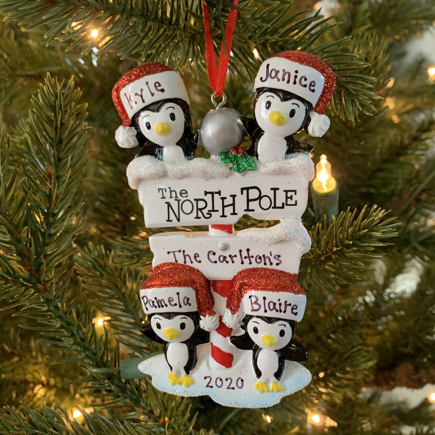 Penguin Family Of 4 At The North Pole Personalized Christmas Ornament OR1739-4 2 Penguin Family Of 4 At The North Pole Personalized Christmas Ornament OR1739-4 - Image 2