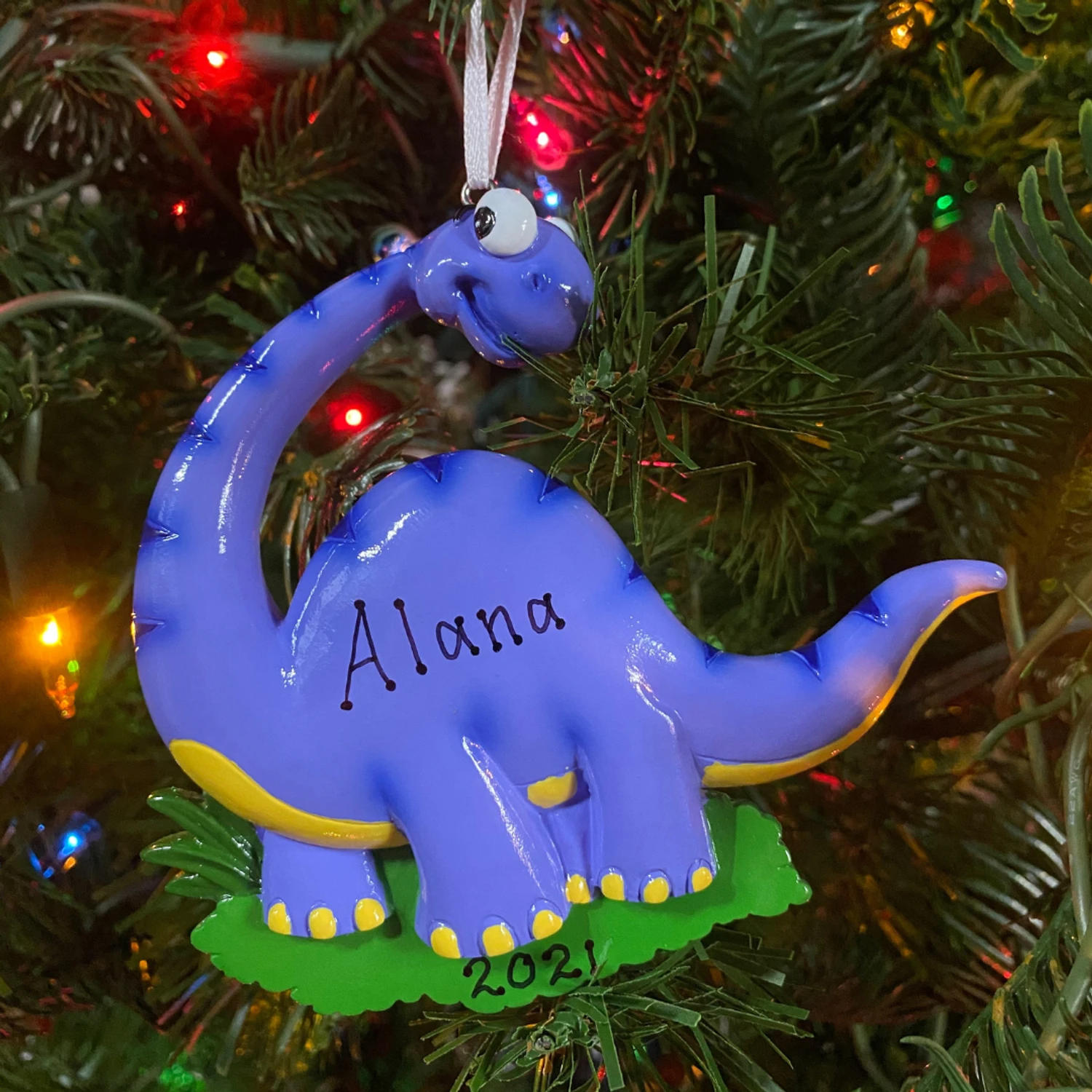 Blue Long Neck Dinosaur Personalized Christmas Ornament OR816-B 2 Blue Long Neck Dinosaur Personalized Christmas Ornament OR816-B - Image 2