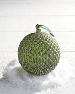 Raz 6" Green Quilted Ball Glass Christmas Ornament 4022885