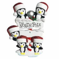 Penguin Family Of 5 At The North Pole Personalized Christmas Ornament OR1739-5 -Christmas Central apim3oh9a 88930.1646091875
