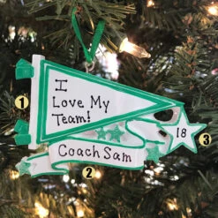 Glittered Green Sports Pennant Personalized Christmas Ornament OR1558-GR -Christmas Central apiq05xub 87062.1646091879