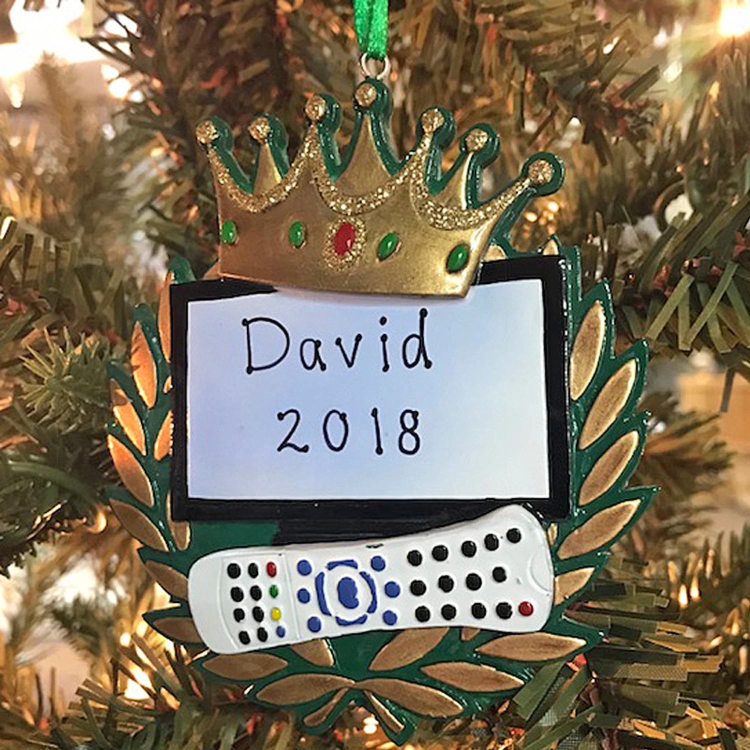 Kurt Adler 3.75" King Of The Remote Personalized Christmas Ornament W8213 1 Kurt Adler 3.75" King Of The Remote Personalized Christmas Ornament W8213