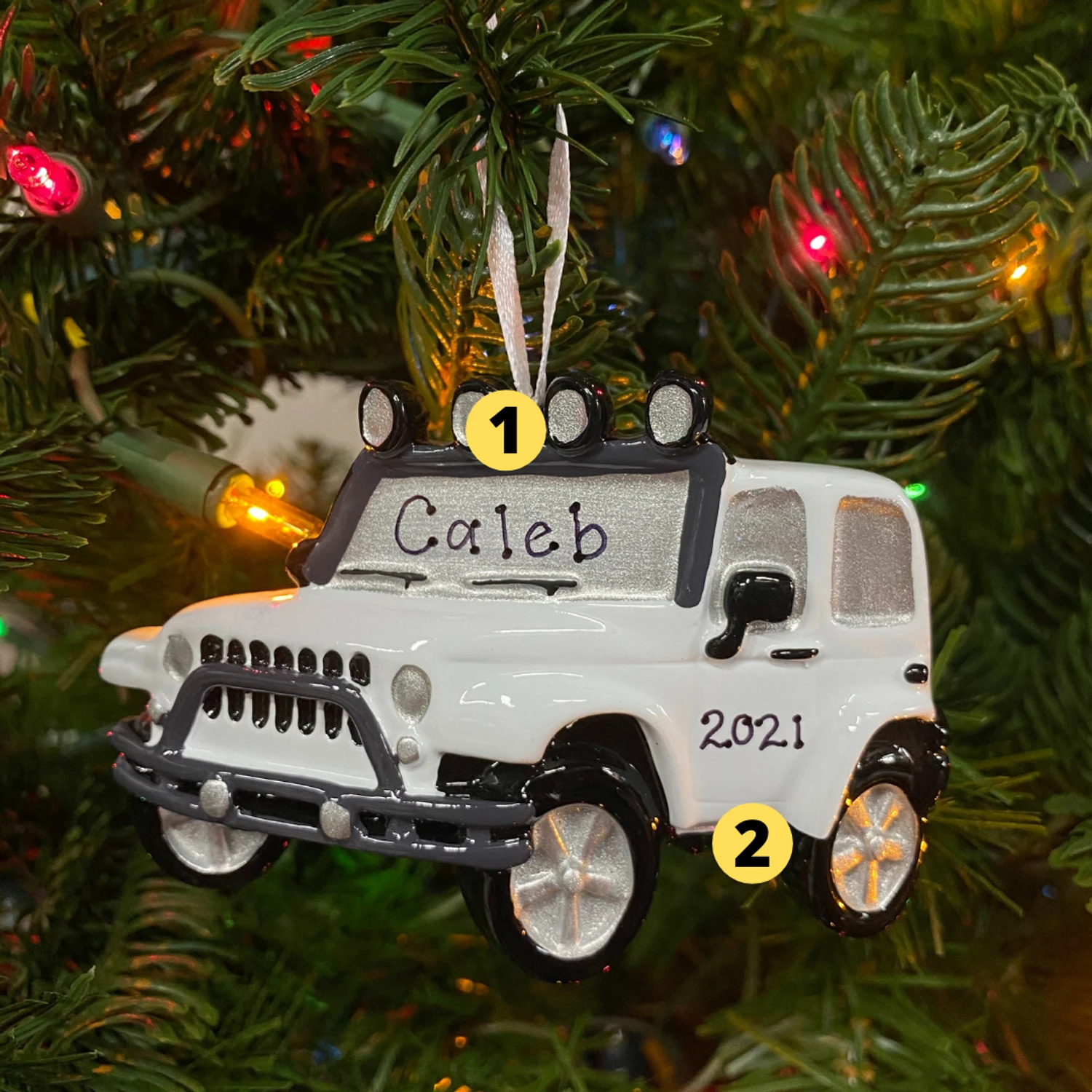 White Jeep 4X4 Personalized Christmas Ornament White OR1763-W 1 White Jeep 4X4 Personalized Christmas Ornament White OR1763-W