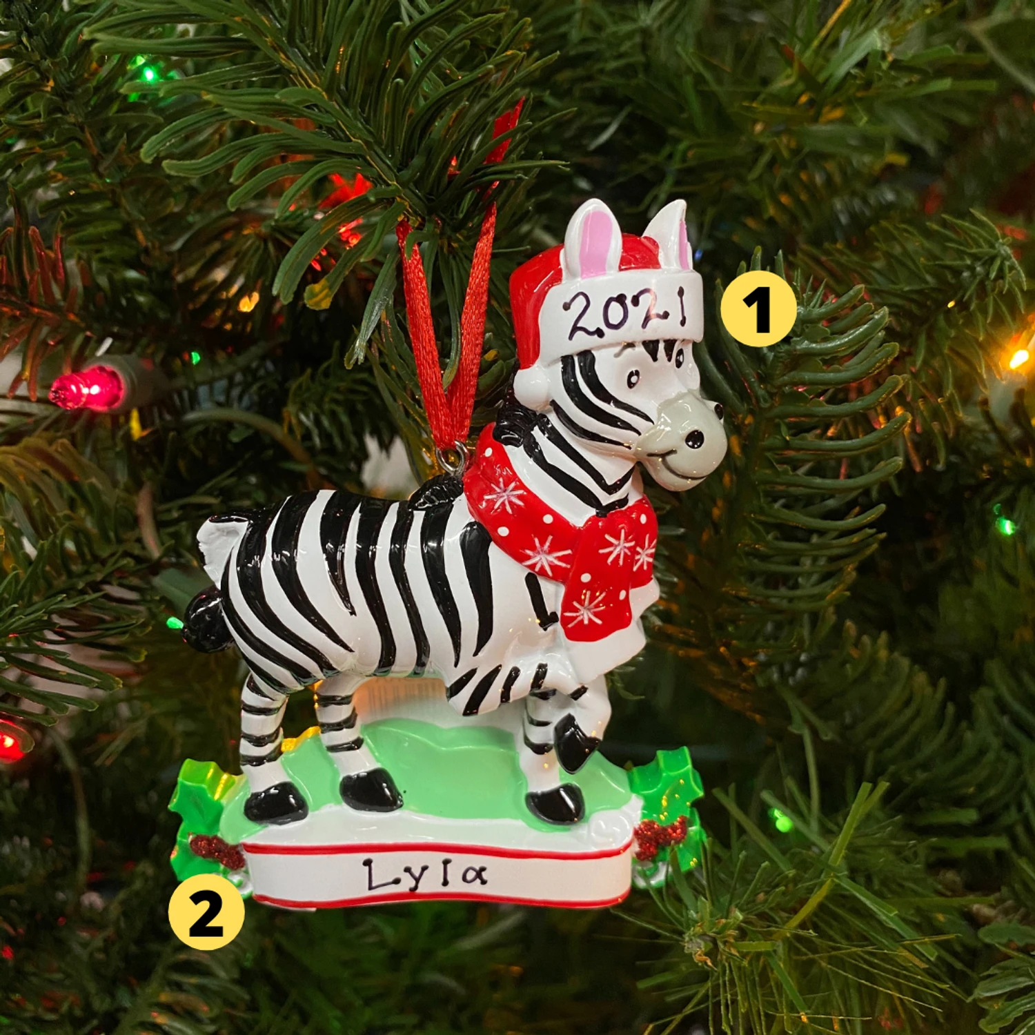 Zebra Personalized Christmas Ornament OR1850-Z 1 Zebra Personalized Christmas Ornament OR1850-Z